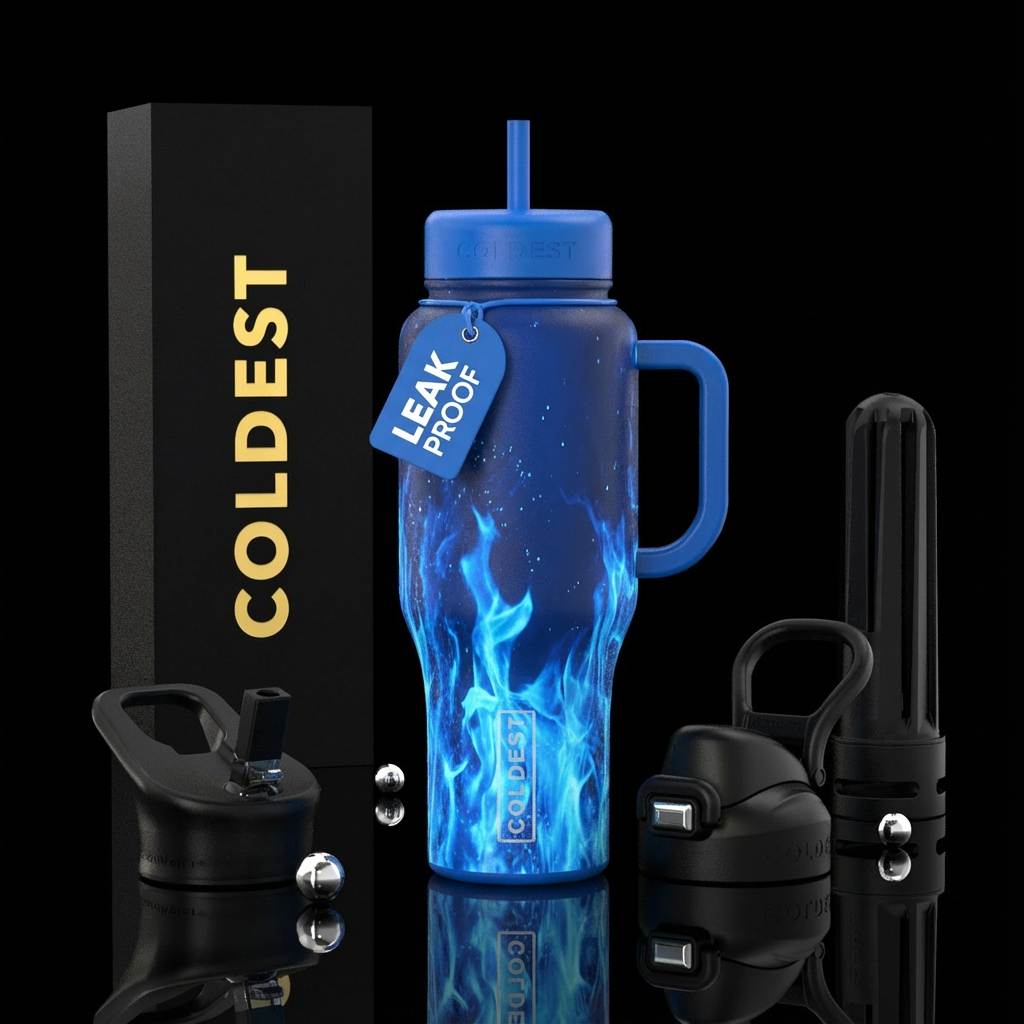 Firery Blue water bottle design