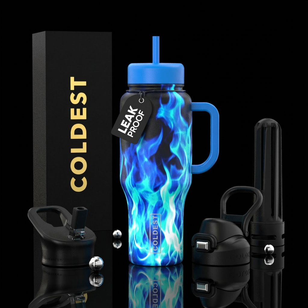 Firery Blue water bottle design