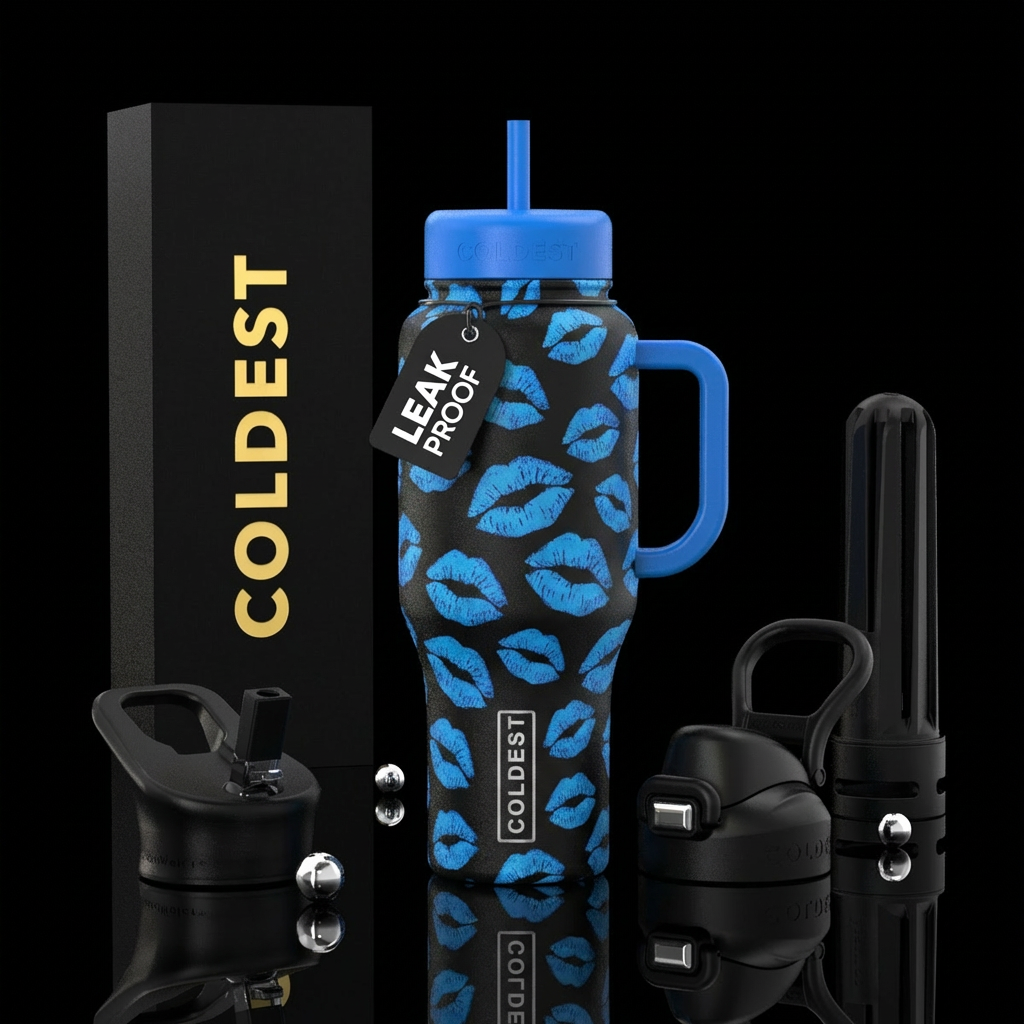 Blue kisses water bottle design