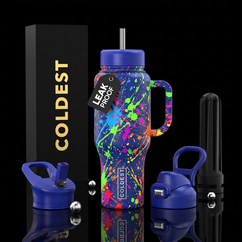 Splatter water bottle design