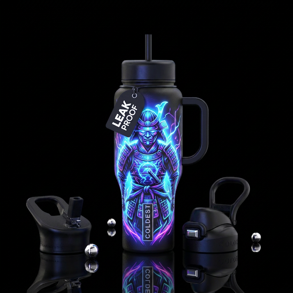Glowie samurai water bottle design