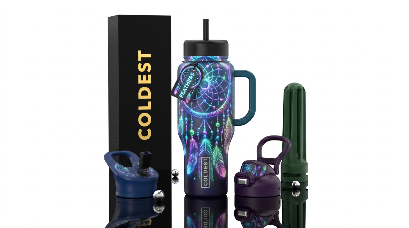Dream catcher glowie water bottle design