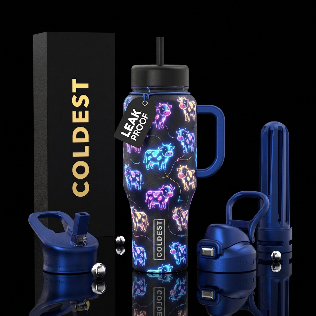 Glowie Cow water bottle design