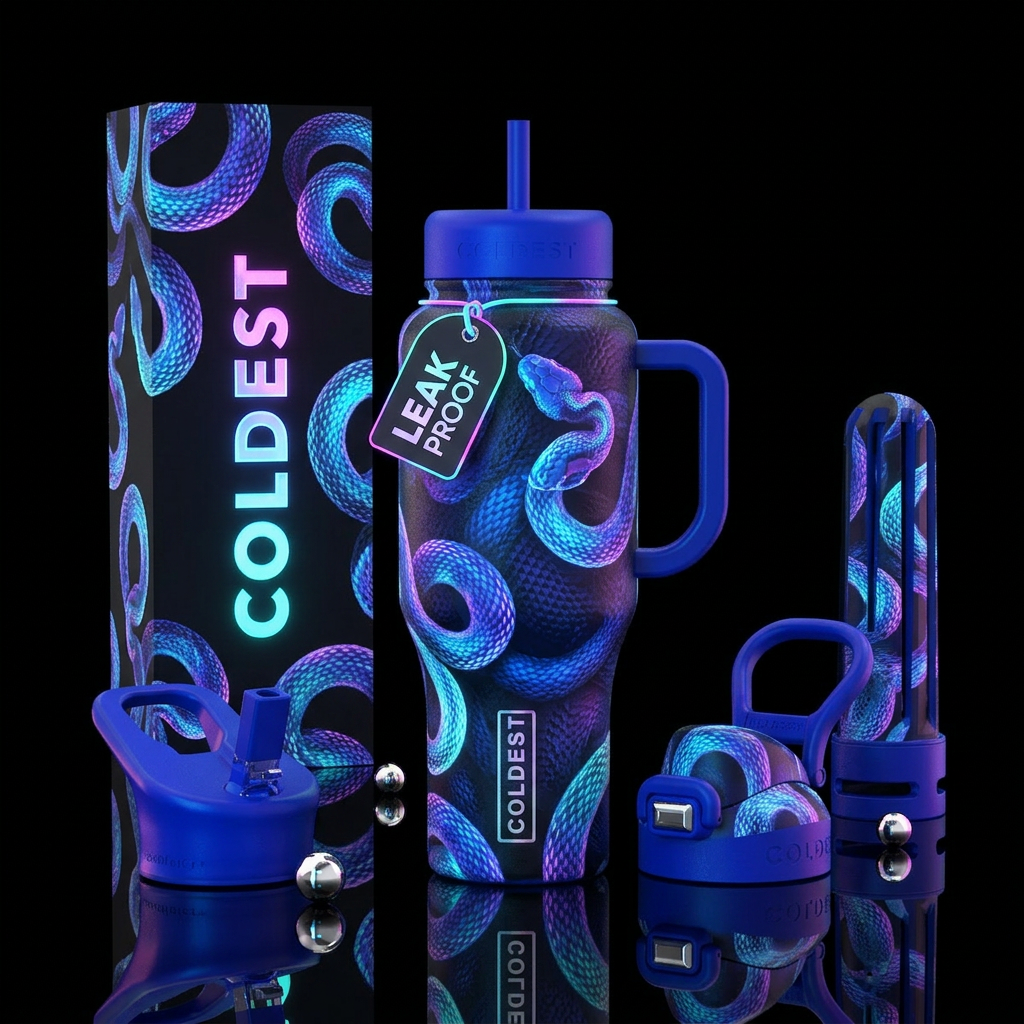 Glowie Snakes water bottle design