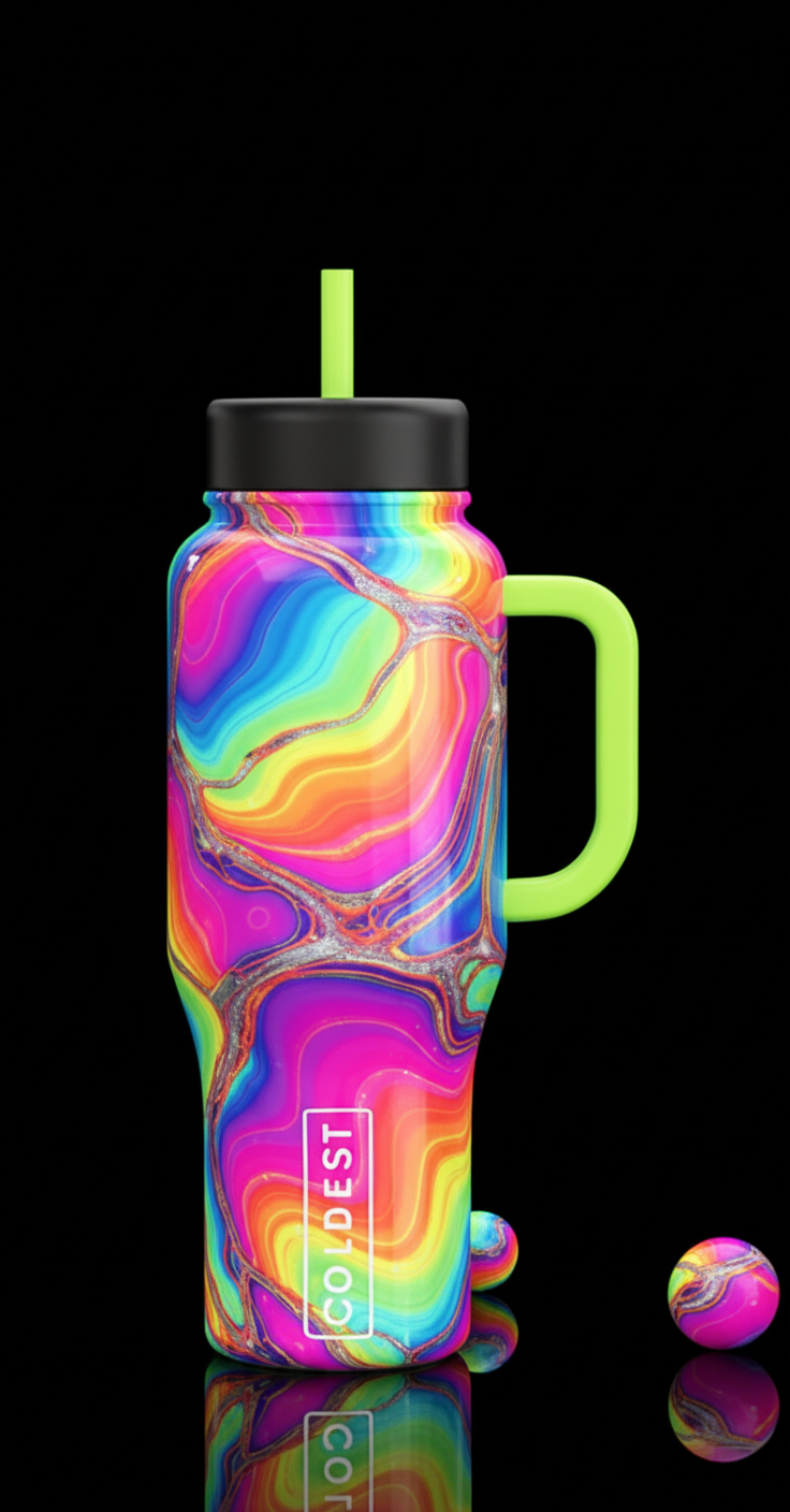 neon 90s water bottle design