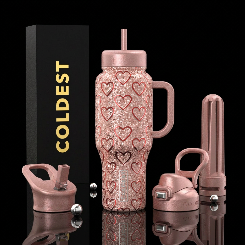 Sparkle Hearts water bottle design