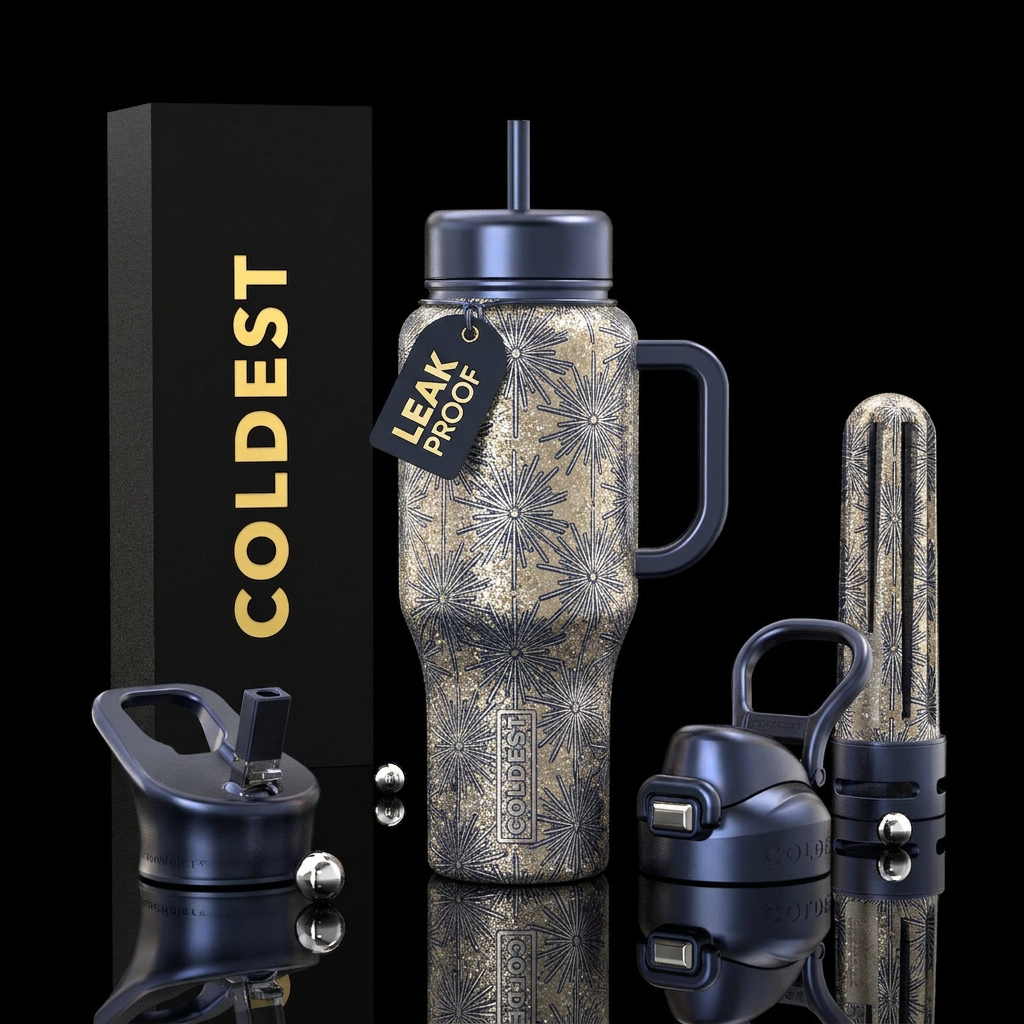 New Year's Sparkle water bottle design