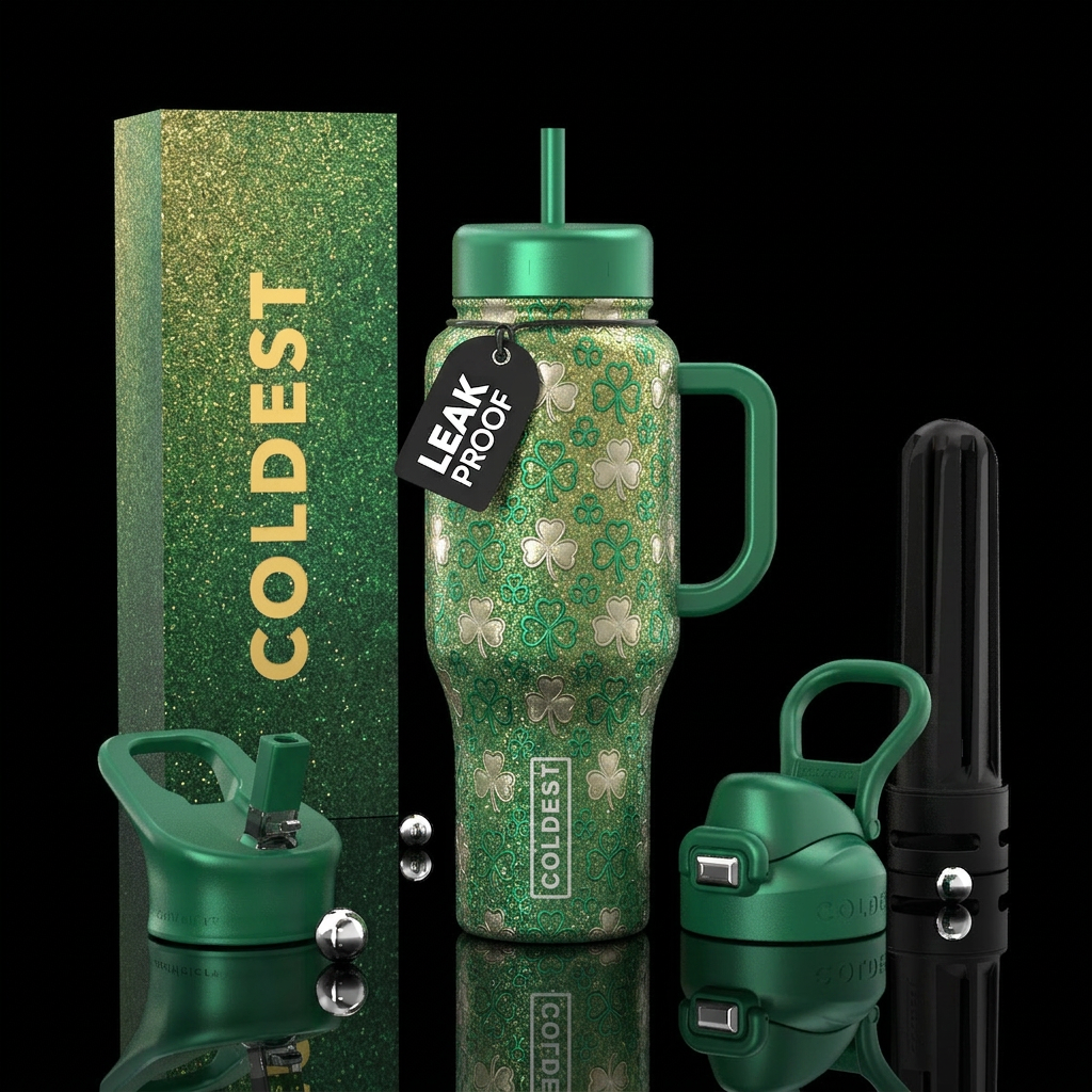 Sparkle Shamrock water bottle design