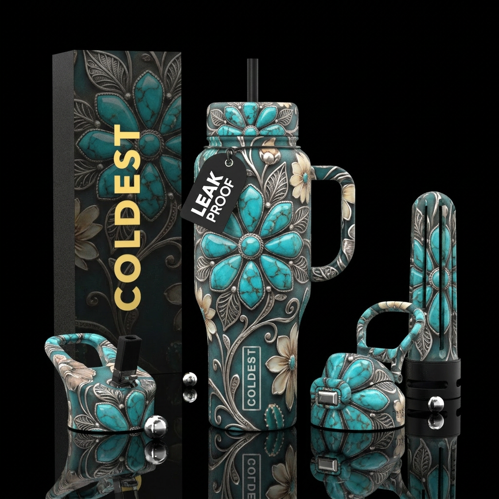 Turquoise Garden water bottle design