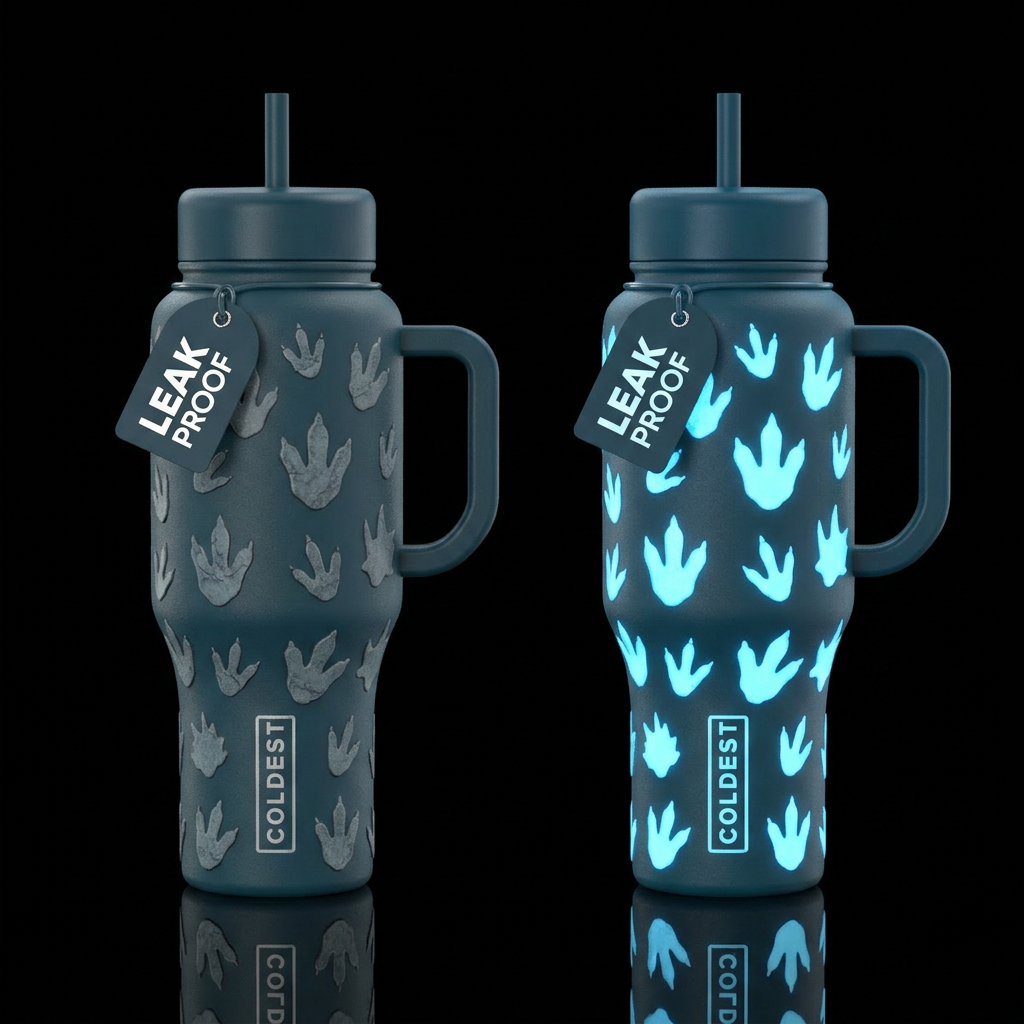 Jurassic Night water bottle design