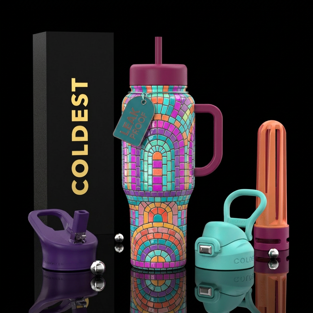 Neon Borough water bottle design