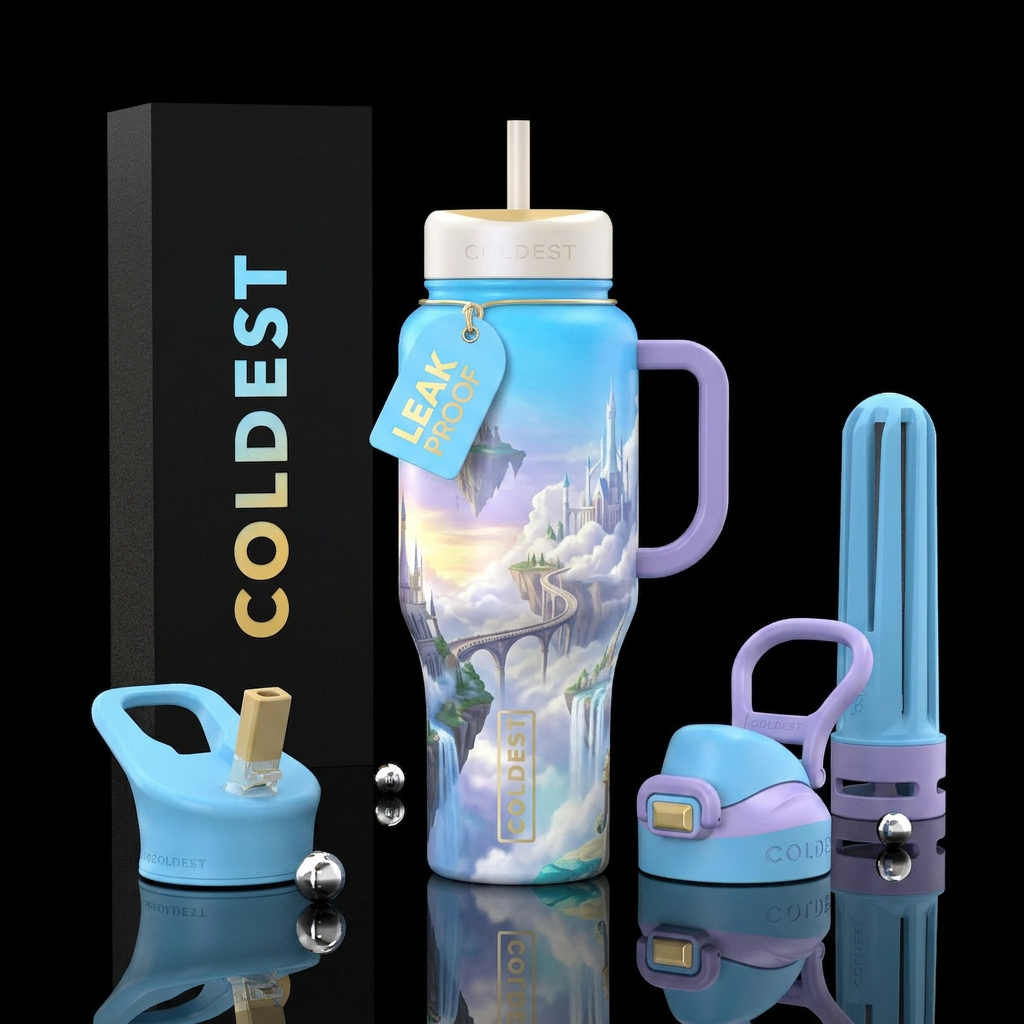 Cloud Kingdom water bottle design