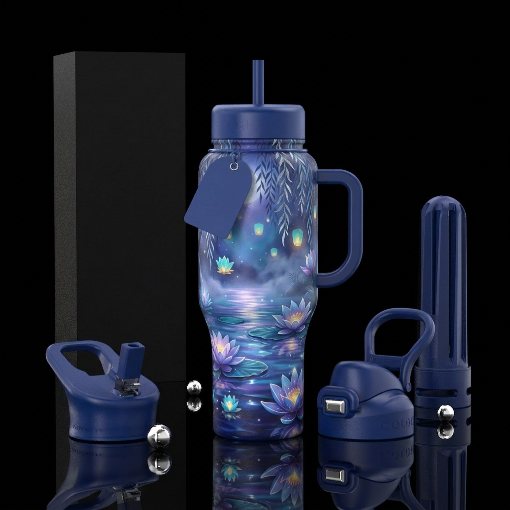 Twilight Lagoon water bottle design
