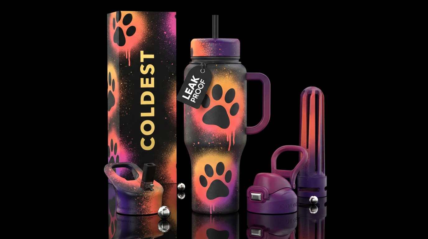 Sunset Paws water bottle design