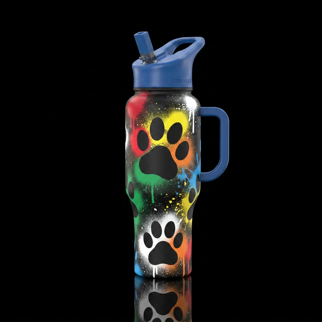 Street Riot Paws water bottle design