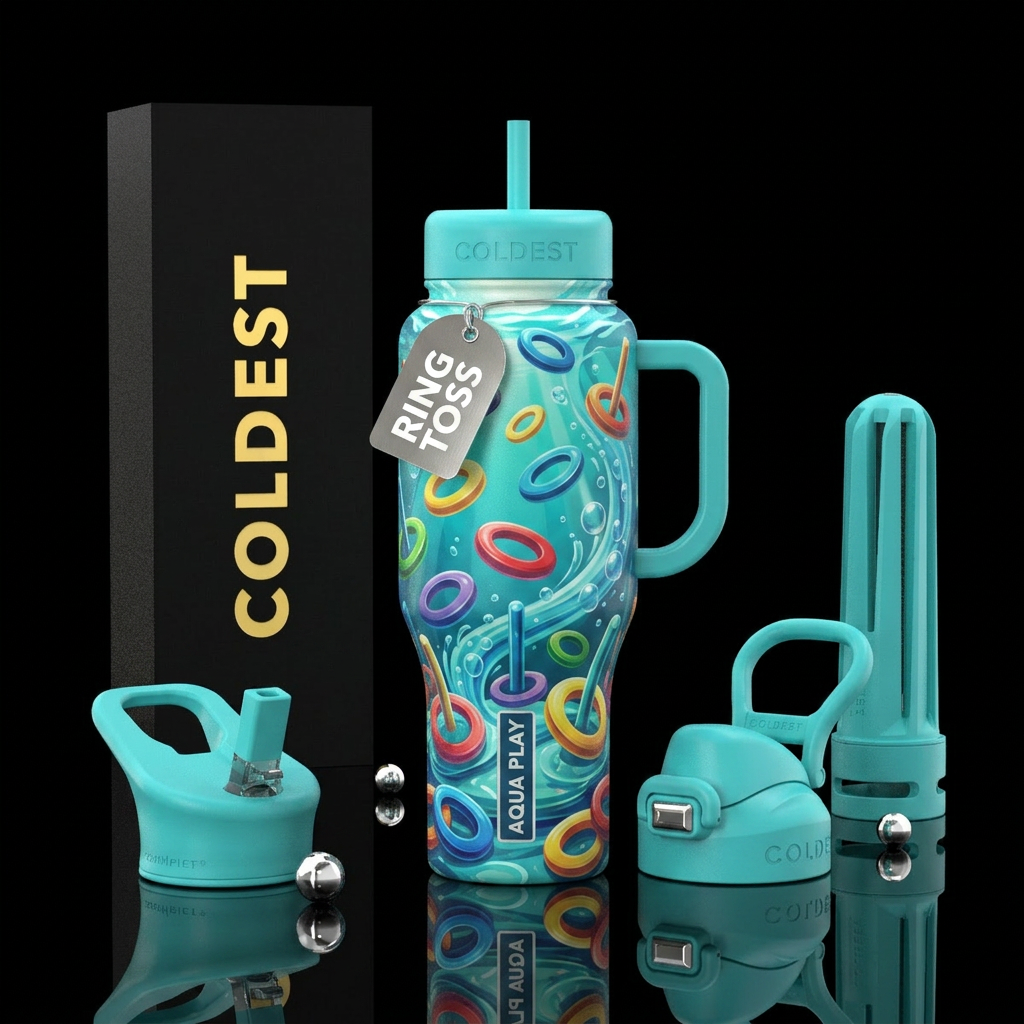 Ring toss water bottle design