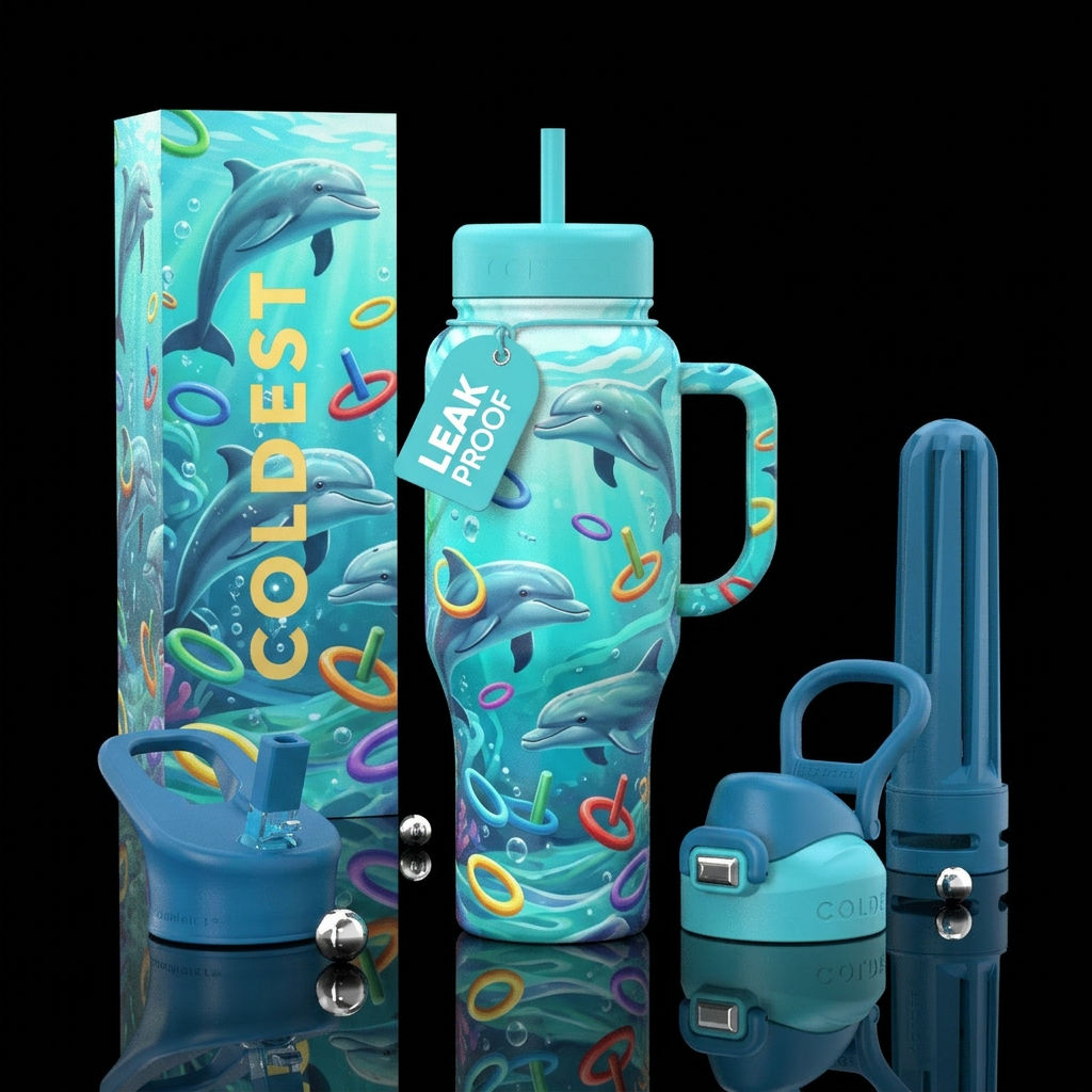 Dolphin Dive water bottle design