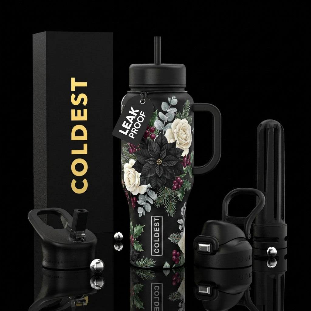 Gothic Floral water bottle design