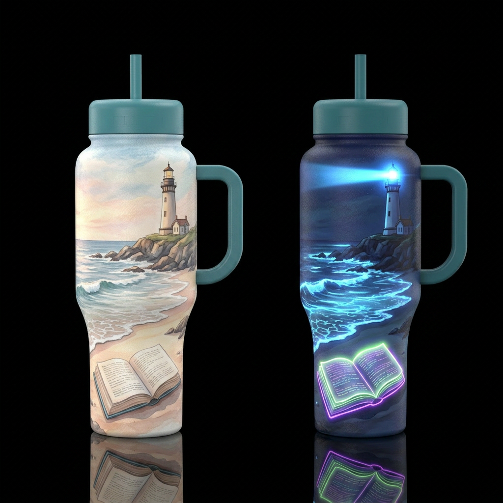 The Reading Tide water bottle design