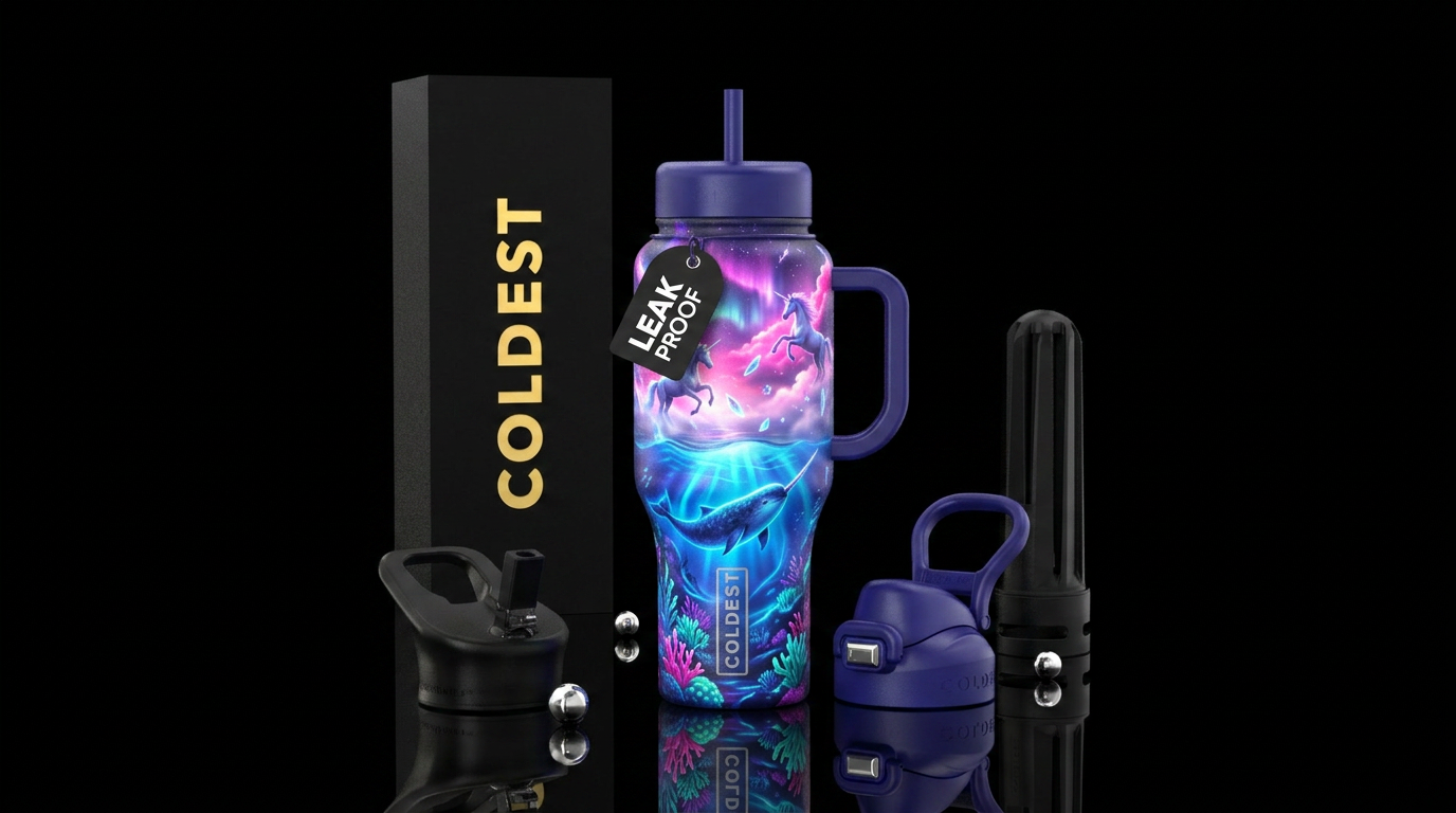 Radiant Realms water bottle design