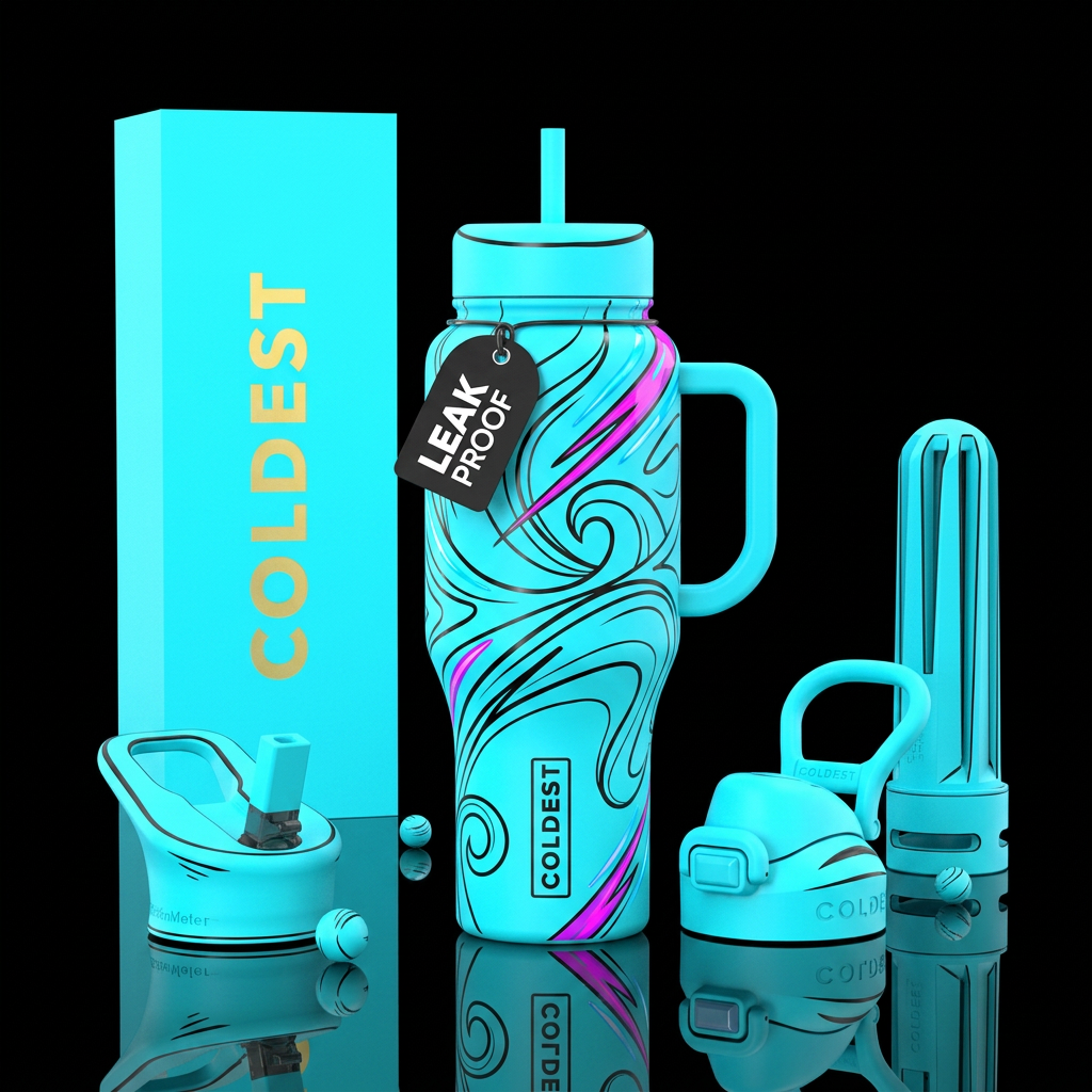 Cyan Pop water bottle design