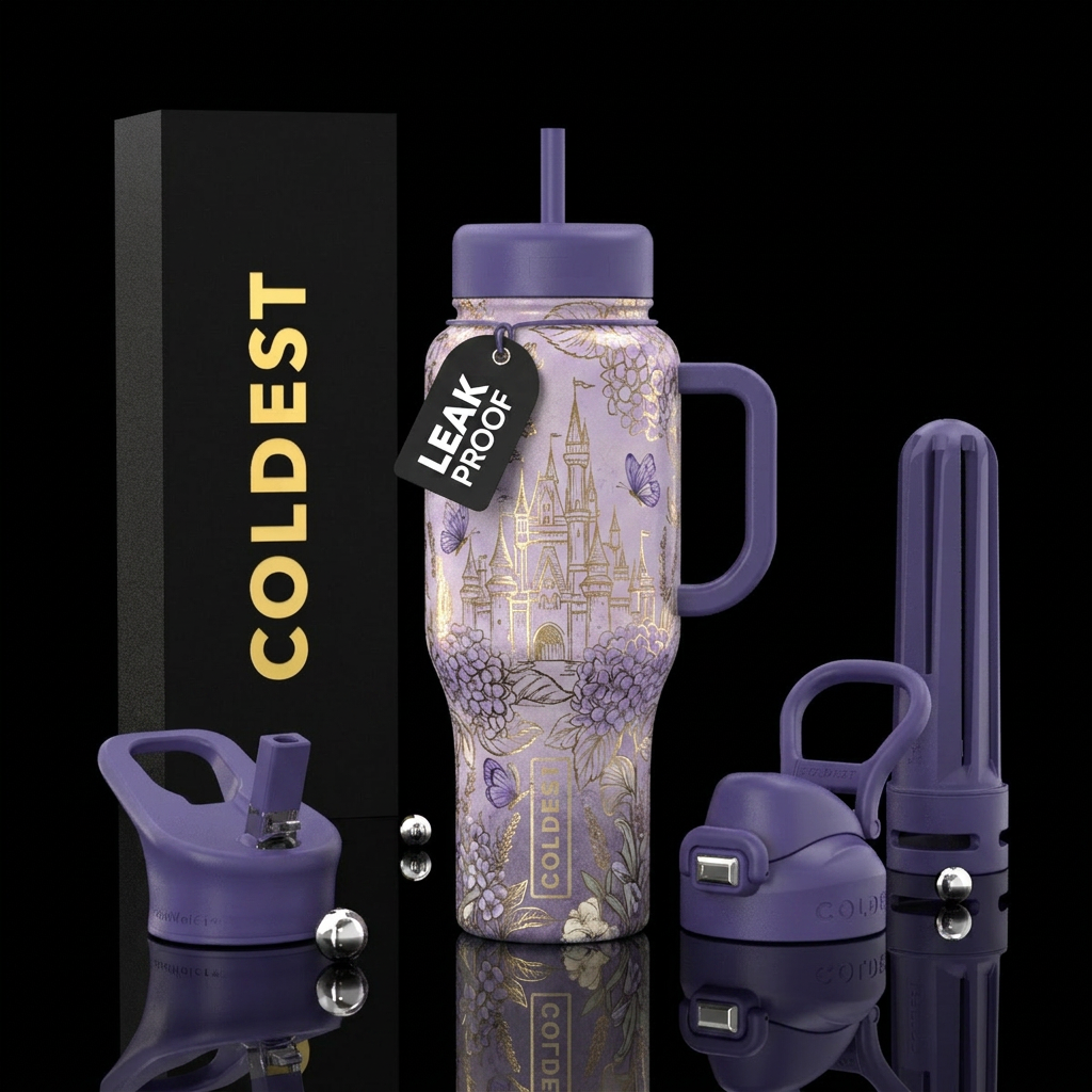 Lavender Castle 2 water bottle design