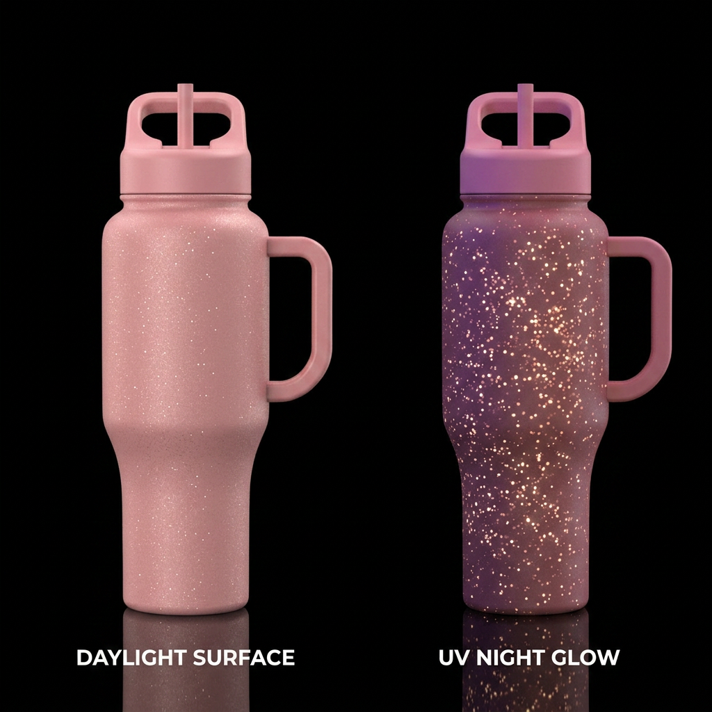 Rose Dust glowie water bottle design
