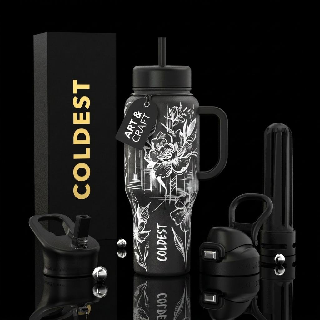 Atelier Noir water bottle design