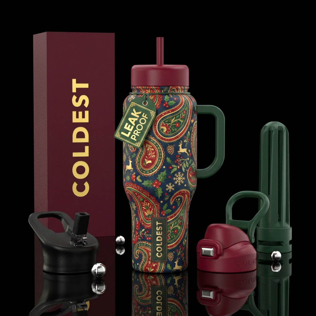Yuletide Paisley water bottle design