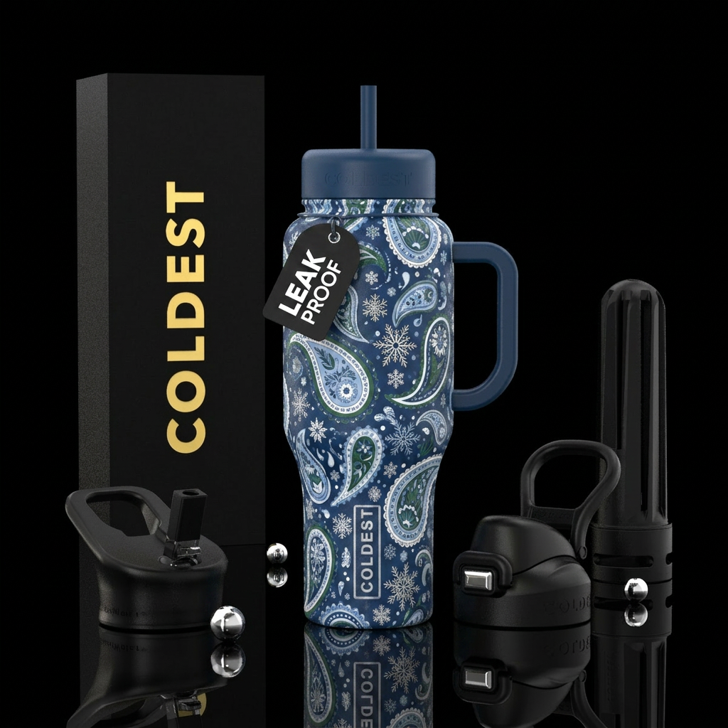 Winter Paisley water bottle design