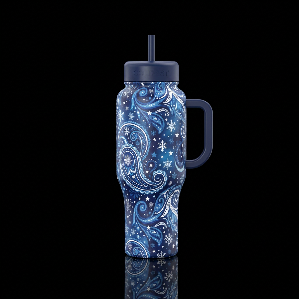 Winter Paisley 2 water bottle design