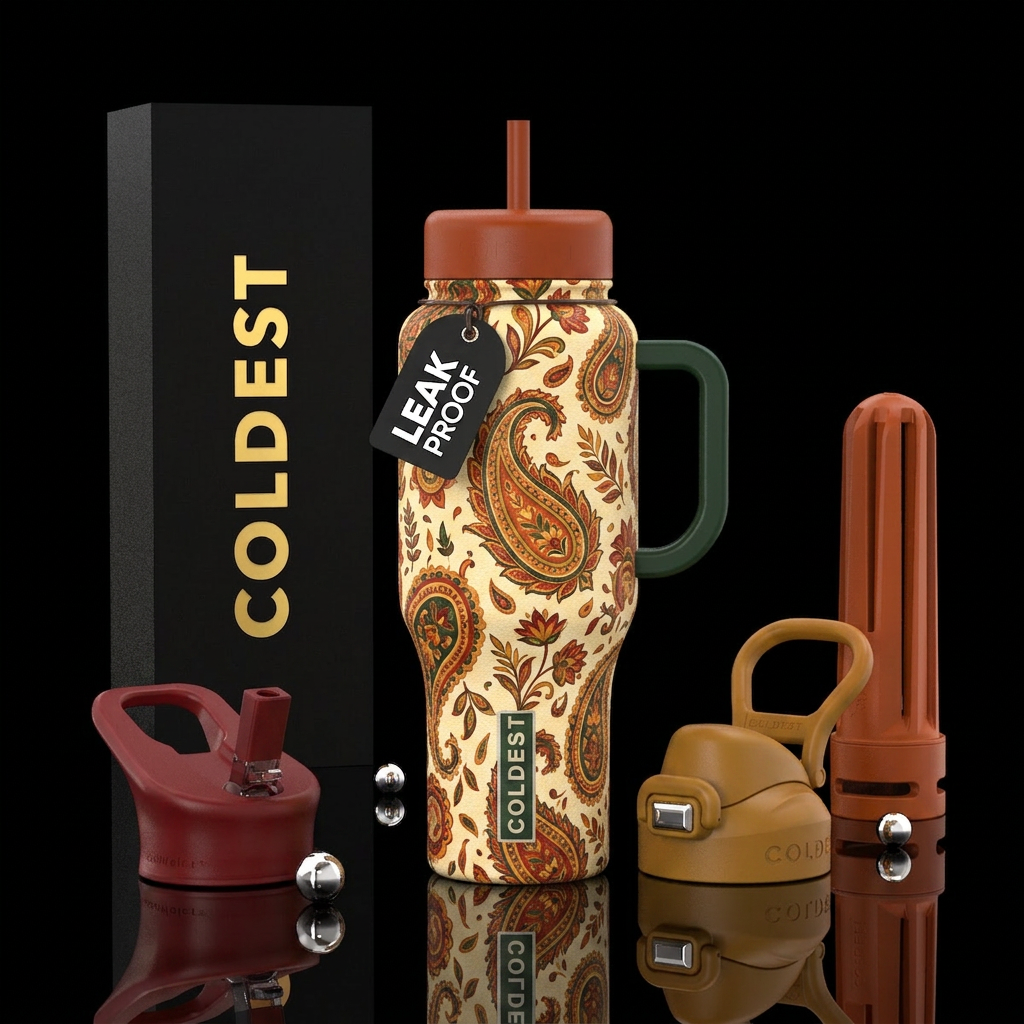 Autumn paisley water bottle design