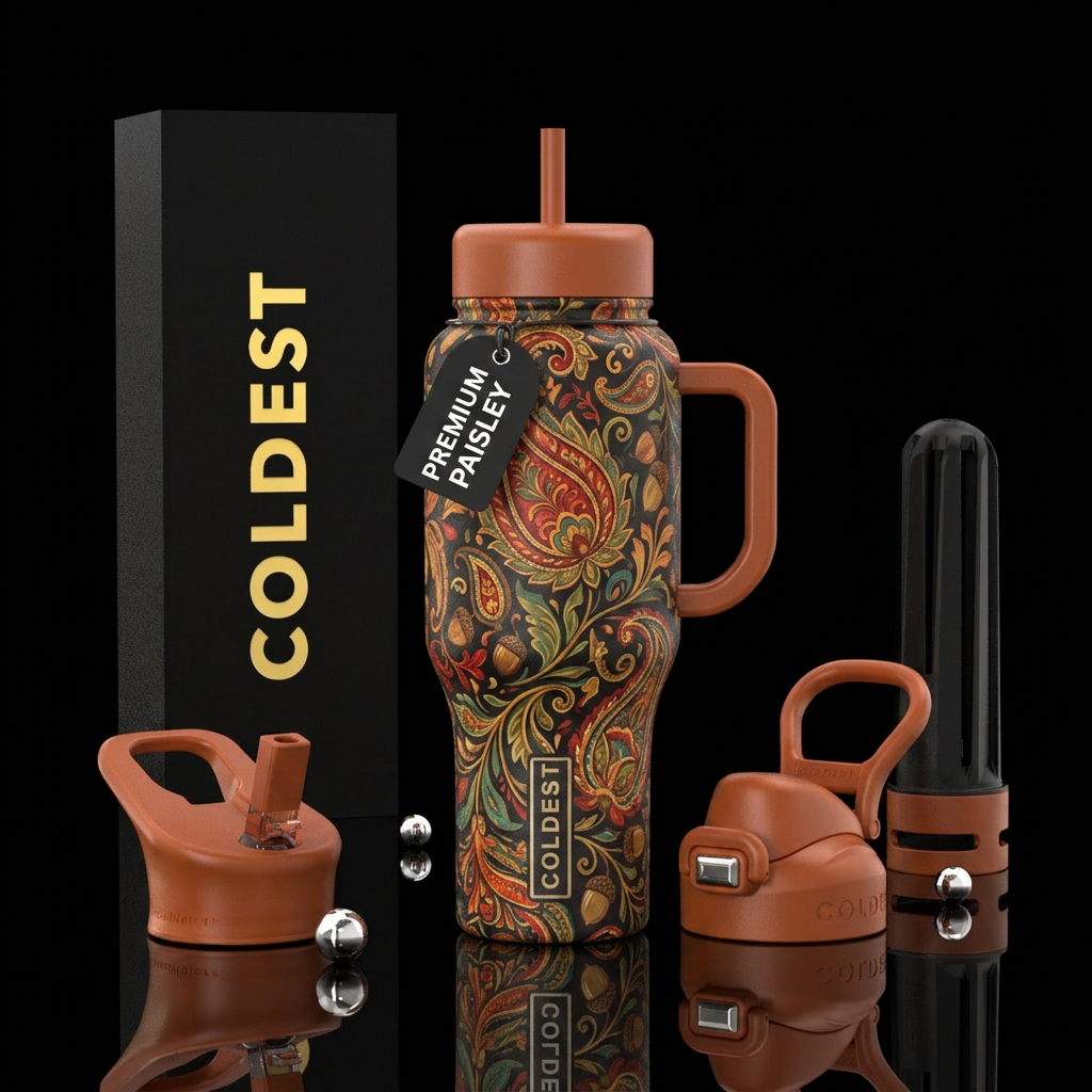Autumn paisley water bottle design