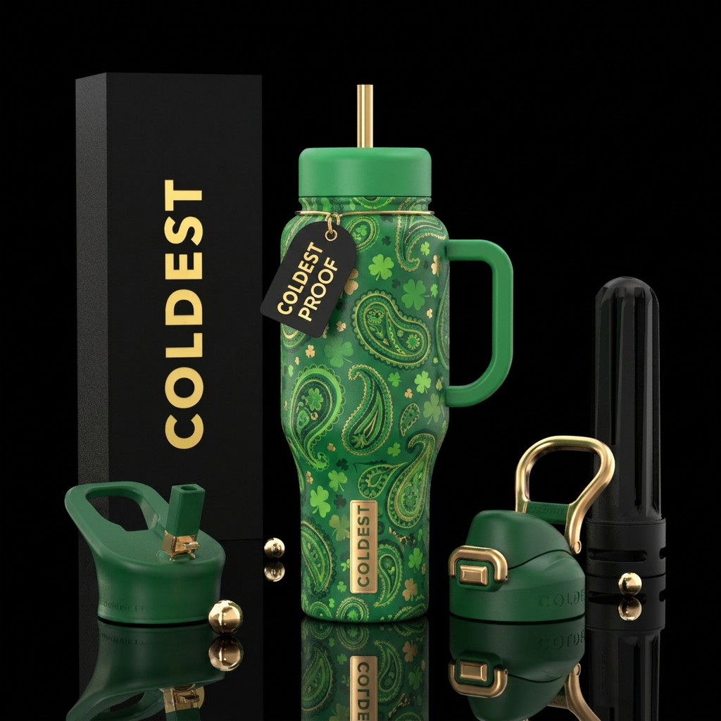 Emerald Paisley water bottle design