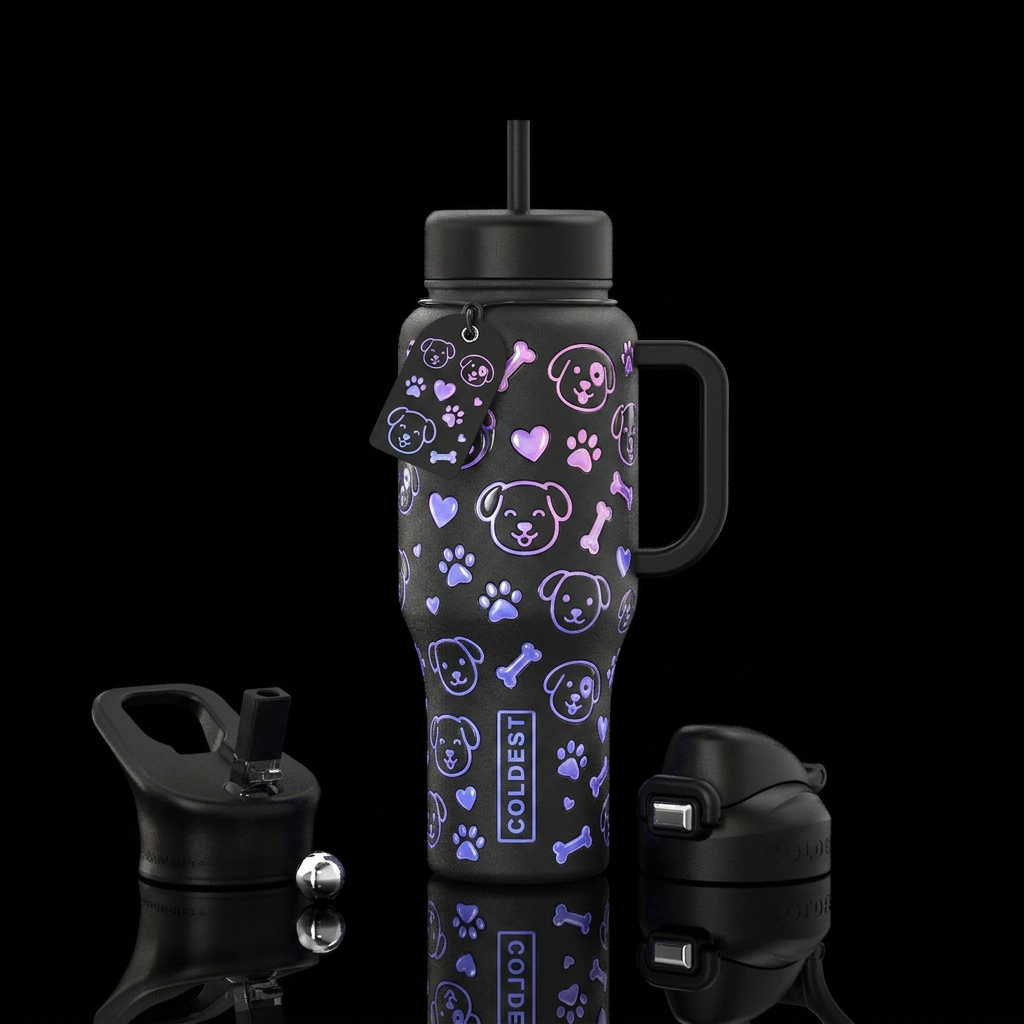Puppy love glowie water bottle design