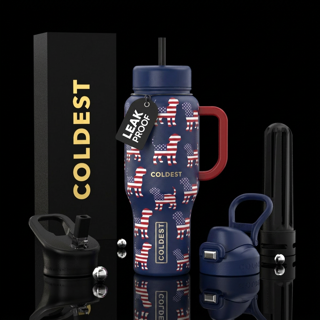 patriotic puppies water bottle design