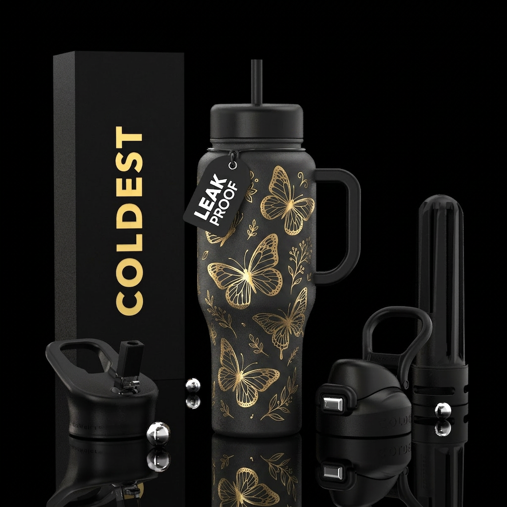 Noir Papillon 2 water bottle design
