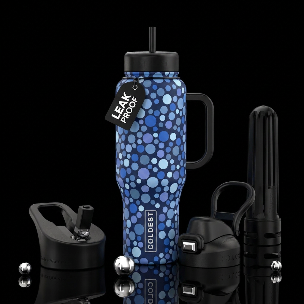 Blue Confetti water bottle design