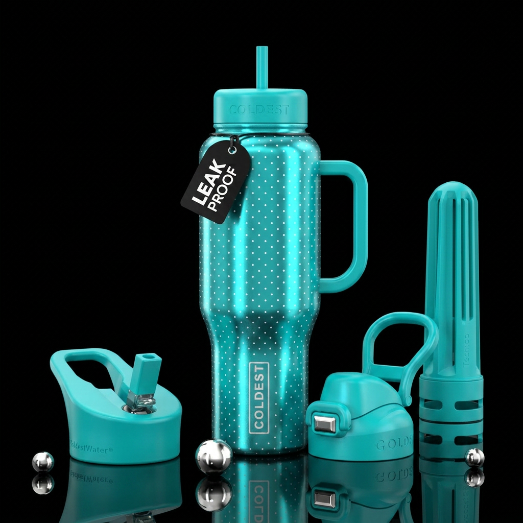 Teal Dress water bottle design