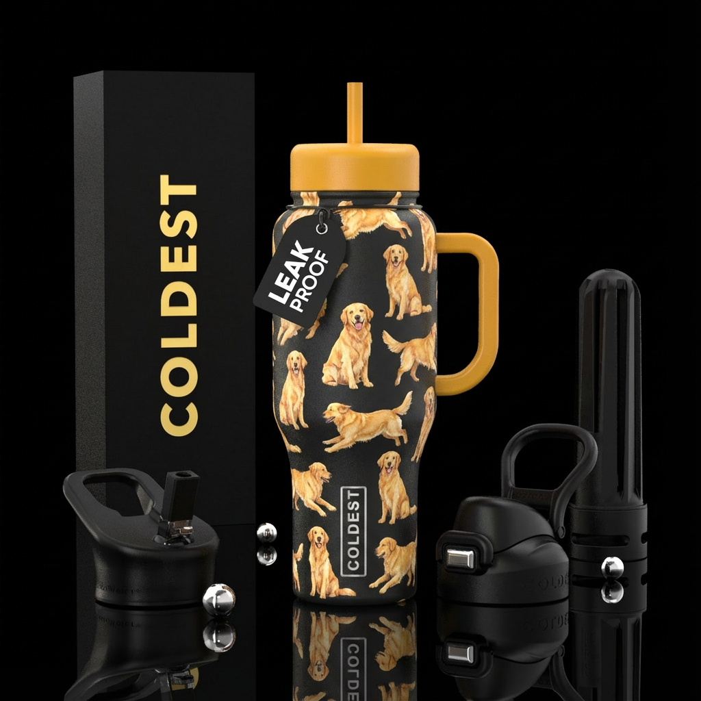 Golden retrievers water bottle design
