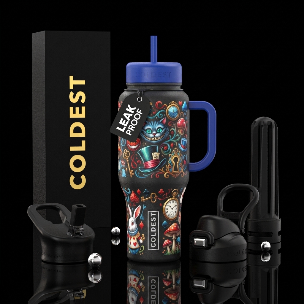 Alice in Wonderland water bottle design