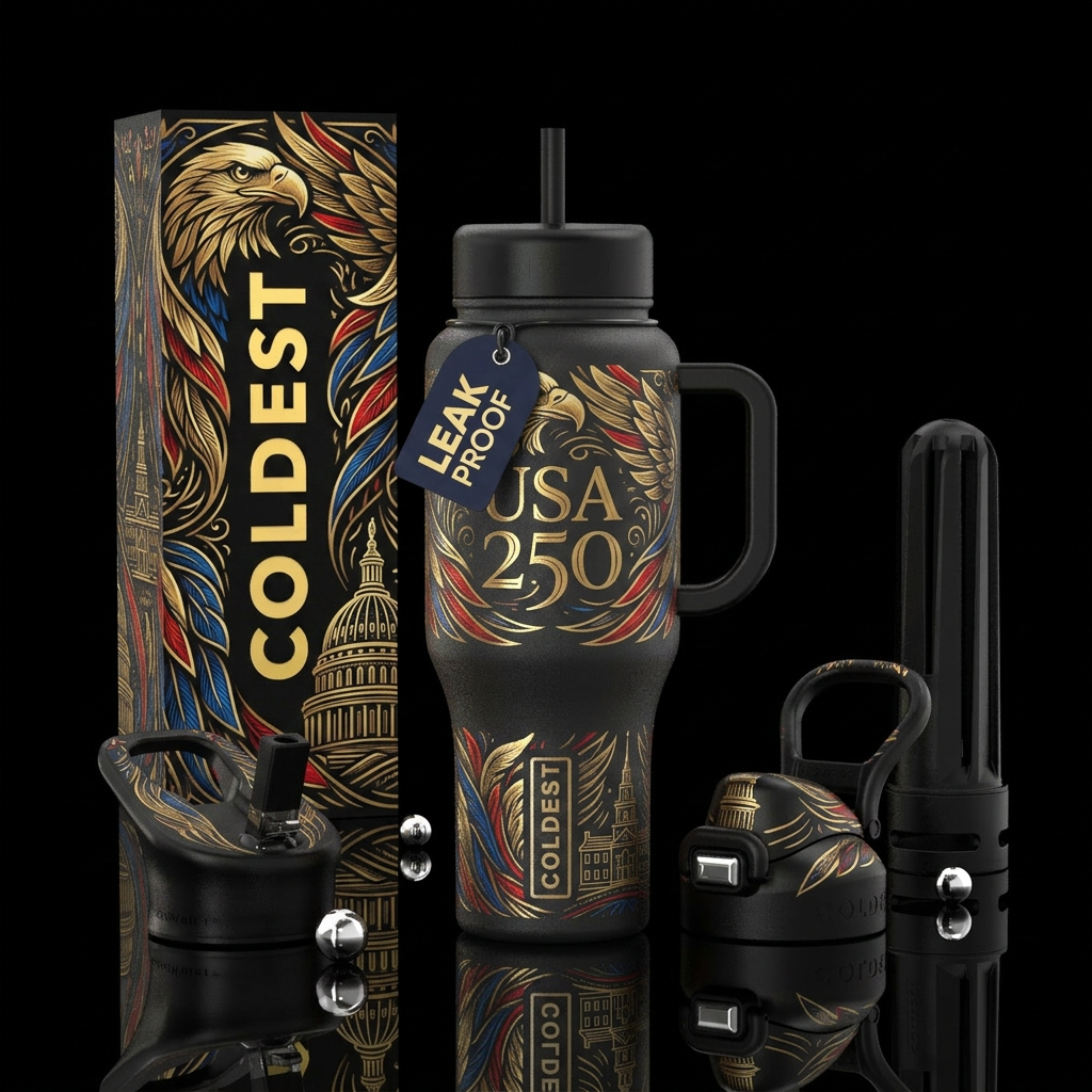 USA 250 birthday celebration water bottle design