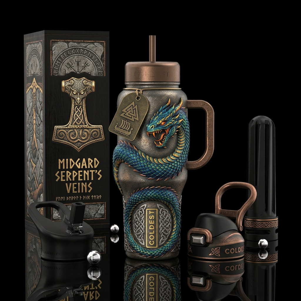 Jörmungandr water bottle design