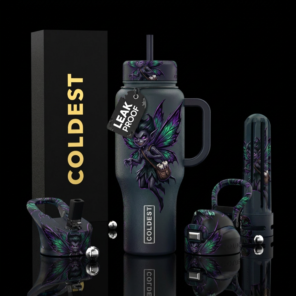 Evil Tooth Fairy water bottle design