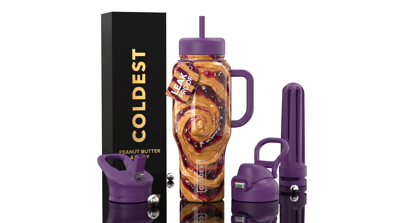 Peanut butter and jelly water bottle design