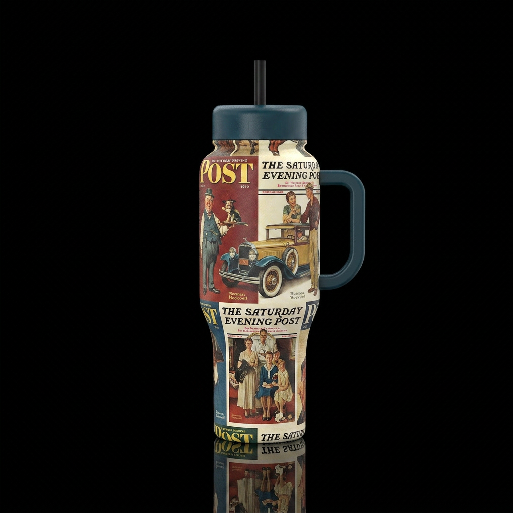 Saturday Evening Post water bottle design