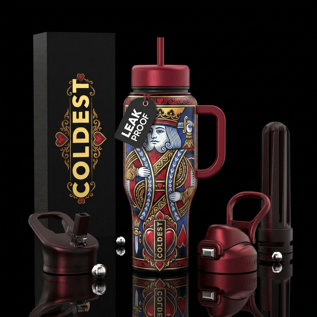 King of Hearts water bottle design