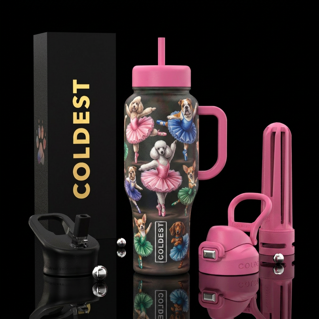 Dogs doing Ballet water bottle design