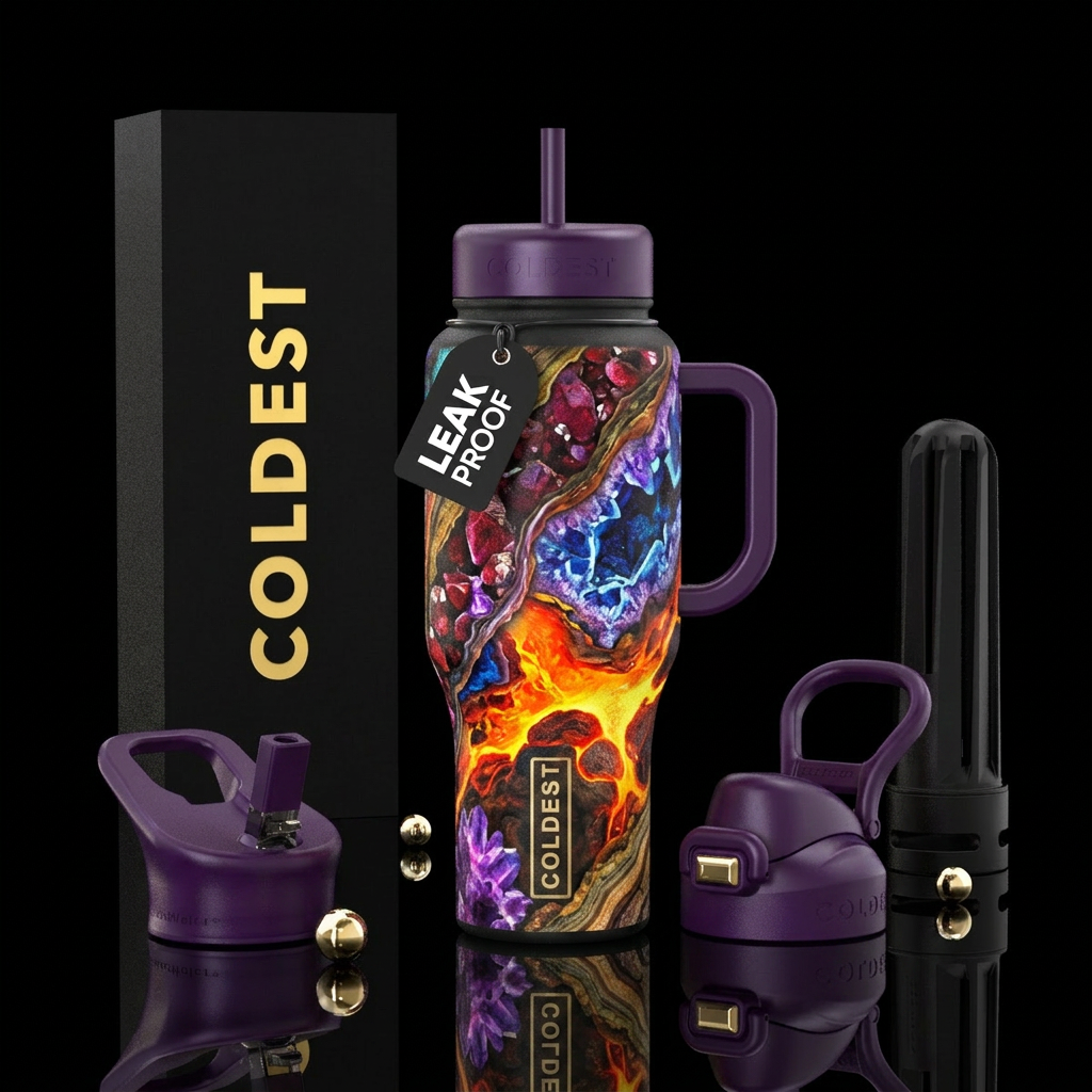 Journey to the center of the earth water bottle design