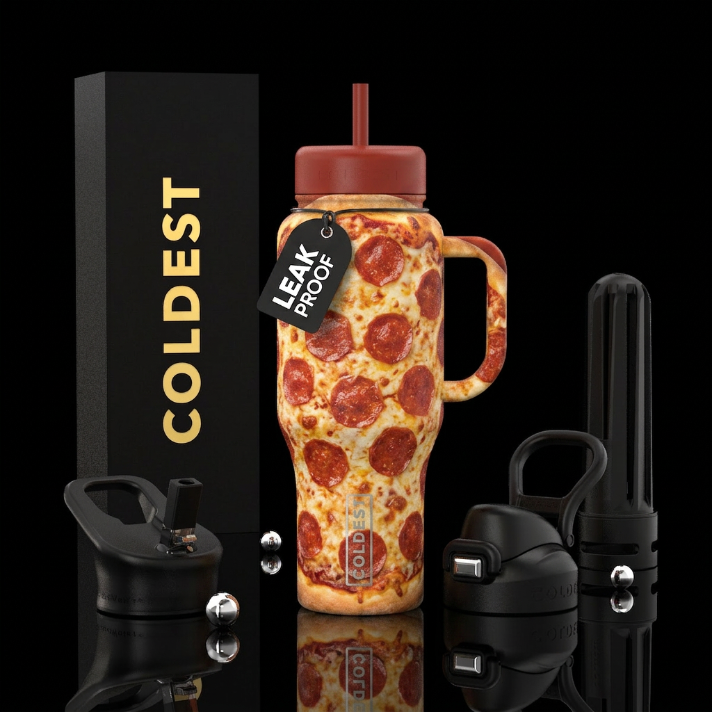pizza water bottle design